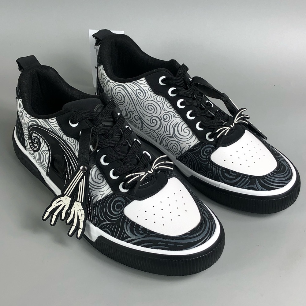 Disney Tim Burton’s Black & White Men's Low-Top Sneakers with Swirl Design